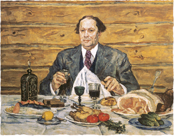 Петр Кончаловский. А.Н. Толстой в гостях у художника. 1941