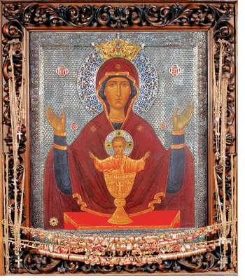 Икона Божией Матери «Неупиваемая Чаша», находящаяся в Высоцком мужском монастыре